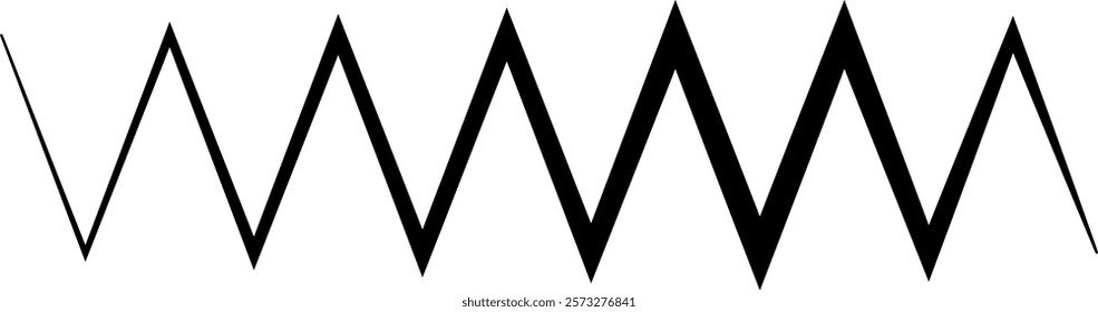 Black on white Horizontal zig zag line wave element. undulating zigzag, crisscross stripes