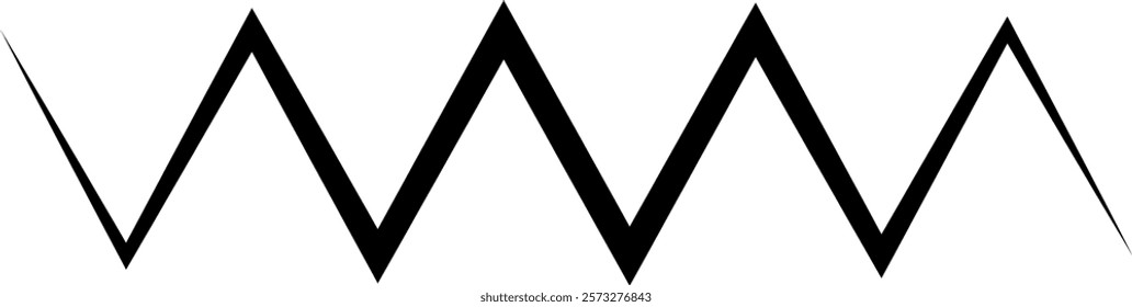 Black on white Horizontal zig zag line wave element. undulating zigzag, crisscross stripes