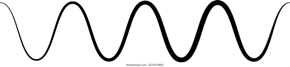 Black on white Horizontal zig zag line wave element. undulating zigzag, crisscross stripes