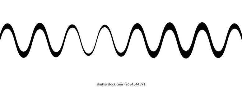 Black on white Horizontal zig zag line wave element. undulating zigzag, crisscross stripes . Vector Illustration . EPS 20 . 