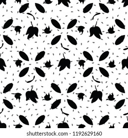 Black on White Ivy Leaves Vector Pattern. Hand Drawn Seamless Fall Graphic for Autumnal Packaging, Fashion, Stationary, Paper Goods or Seasonal Wrapping. Monochrome All Over Backdrop.