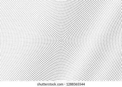 Negro sobre el vector microsemitonos blanco. Textura digital de puntos. Degradado de punto redondo para efecto vintage. Superpuesto monocromo de medio tono para efecto de caricatura. Fondo perfeccionado. Superficie de trabajo por puntos de tinta
