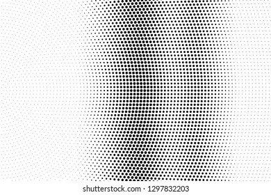 Black on white micro halftone texture. Vertical dotwork gradient. Dotted vector background. Monochrome halftone overlay for vintage cartoon effect. Perforated retro card. Abstract dotwork surface
