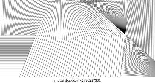 Preto sobre listras de linha de perspectiva branca com efeito dimensional 3d