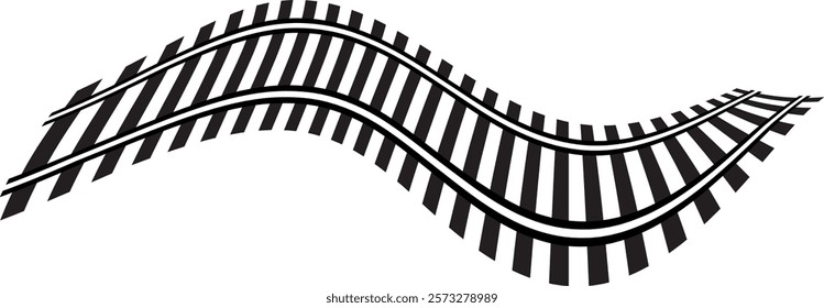 Black on white rails, railway top view, ladder elements design