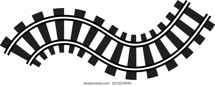 Black on white rails, railway top view, ladder elements design