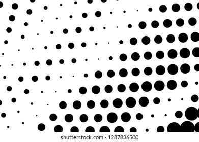 Black on white rough halftone texture. Oversized dotted gradient. Contrast dotwork surface for vintage effect. Monochrome halftone vector overlay. Perforated retro background. Ink dot texture card