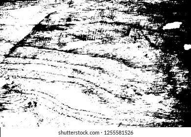 Black on white scratched texture. Timber board surface. Distressed vector overlay for vintage effect. Abstract grainy surface. Lumber texture with frequent grit. Material design template