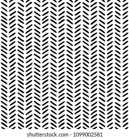 Black On White Sketch Herringbone Pattern