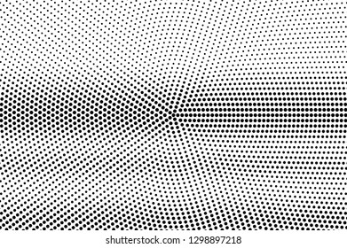 Black on white smooth halftone texture. Horizontal dotwork gradient. Rough dotted vector background. Monochrome halftone overlay. Vintage cartoon effect. Perforated texture. Retro dotwork surface
