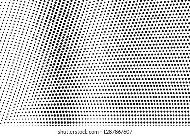 Black on white sparse halftone vector texture. Digital optical illusion. Vertical dotwork gradient for vintage effect. Monochrome halftone overlay. Perforated retro background. Ink dot texture card