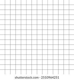 Black on white Squared grid seamless pattern. School notebook for mathematics.