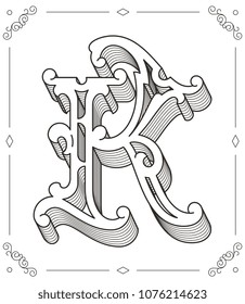 It's a black on white vector illustration of the capital letter K