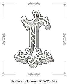 It's a black on white vector illustration of the capital letter I