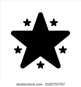 Black one big star with many stars icon silhouette vector illustration design on white background.