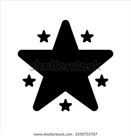 Black one big star with many stars icon silhouette vector illustration design on white background.