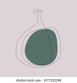 black one line bottle with big green spot in pink background