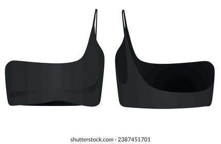 Black one shoulder top. vector illustration