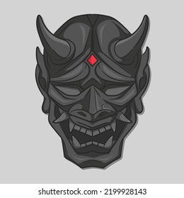 Ilustración vectorial de máscara Oni negra