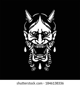 black oni tattoo vector design