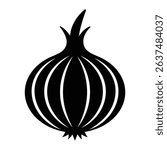 Black Onion Silhouette Vector Icon PNG