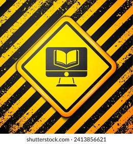 Black Online class icon isolated on yellow background. Online education concept. Warning sign. Vector