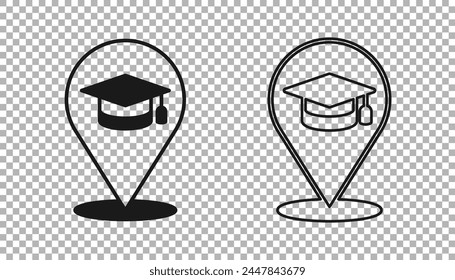 Black Online education and graduation icon isolated on transparent background. Online teacher on monitor. Webinar and video seminar learning.  Vector