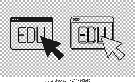 Black Online education and graduation icon isolated on transparent background. Online teacher on monitor. Webinar and video seminar learning.  Vector
