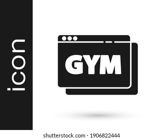 Black Online fitness and training icon isolated on white background.  Vector