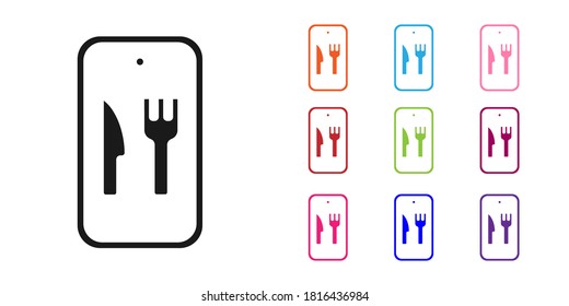 Black Online ordering and fast food delivery icon isolated on white background. Burger sign. Set icons colorful. Vector