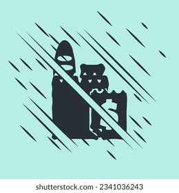 Black Online ordering and fast food delivery icon isolated on green background. Glitch style. Vector Illustration