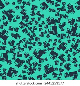 Black Online ordering and fast food delivery icon isolated seamless pattern on green background.  Vector