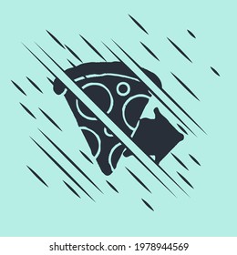 Black Online ordering and fast pizza delivery icon isolated on green background. Glitch style. Vector Illustration