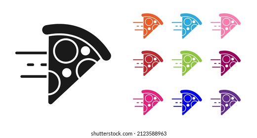 Black Online ordering and fast pizza delivery icon isolated on white background. Set icons colorful. Vector
