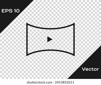 Black Online play video icon isolated on transparent background. Film strip with play sign.  Vector