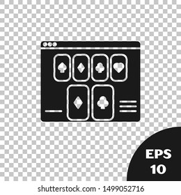 Black Online poker table game icon isolated on transparent background. Online casino.  Vector Illustration