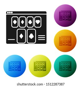 Black Online poker table game icon isolated on white background. Online casino. Set icons colorful circle buttons. Vector Illustration