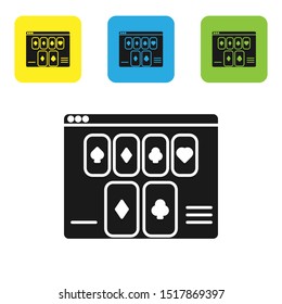 Black Online poker table game icon isolated on white background. Online casino. Set icons colorful square buttons. Vector Illustration