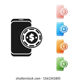 Black Online poker table game icon isolated on white background. Online casino. Set icons colorful. Vector Illustration
