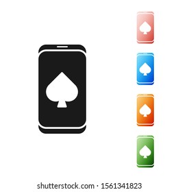 Black Online poker table game icon isolated on white background. Online casino. Set icons colorful. Vector Illustration