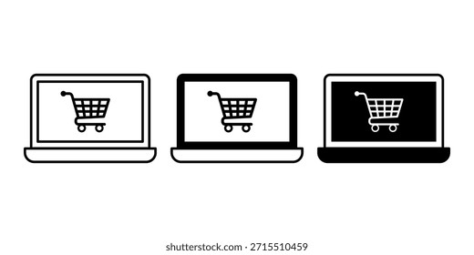 Paquete negro de ícono de compras en línea que representa la venta minorista por Internet y la compra digital.