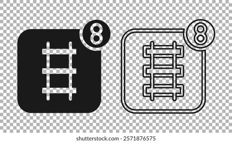 Black Online ticket booking and buying app interface icon isolated on transparent background. E-tickets ordering. Electronic train ticket on screen.  Vector