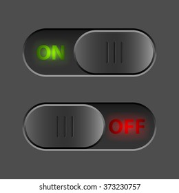 Black On-Off switch UI button vector template.