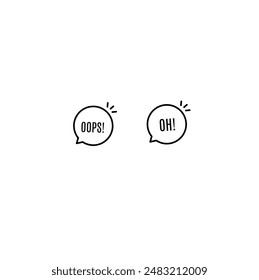 black oops and oh thin line logo. Fail or error badge on website failure concept.  flat stroke style trendy speech bubble logotype graphic art design element isolated on white background. 