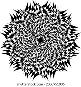 el patrón negro de op-art se parece a la parte superior de una flor