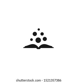 Black open book with bubbles  flying out.  Isolated on white background.  