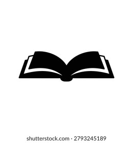 Black Open Book Education Vector Icon Isolated