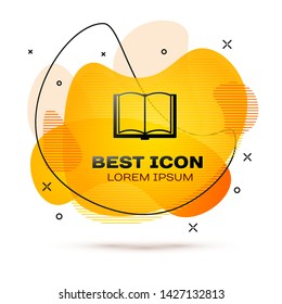 Black Open book icon isolated on white background. Fluid color banner. Vector Illustration