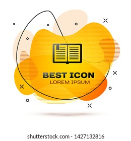 Black Open book icon isolated on white background. Fluid color banner. Vector Illustration