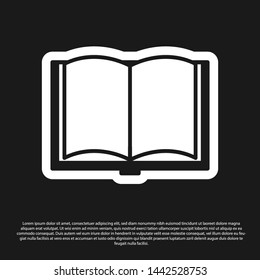 Black Open book icon isolated on black background.  Vector Illustration